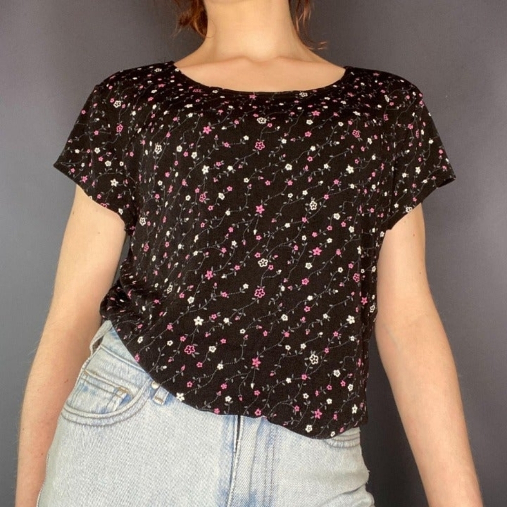 Vintage 90s floral print stretchy top
